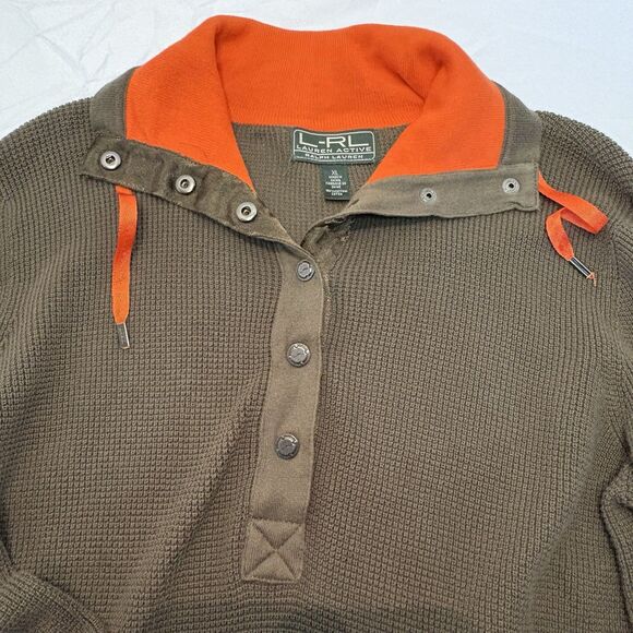 Lauren Ralph Lauren Active Waffle Knit Drawstring High Neck Sweater Women XL - Picture 6 of 8